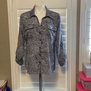 Rebecca Malone Black and White Button Down Shirt